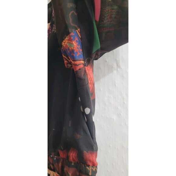 Desigual VIENA Floral Patchwork Maxi Dress Long Sleeve Boho Multicolor Size S - Picture 8 of 9